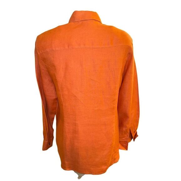 Peter Nygard 100% Linen Vtg Blouse Double Button Neck Sz. 14 Boxy - Picture 6 of 10